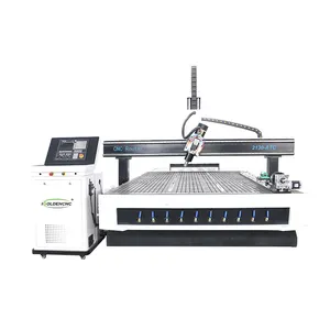 china igolden 2130 model 9KW wood MDF plywood cutting cnc kit 4 axis servo router with rotary device