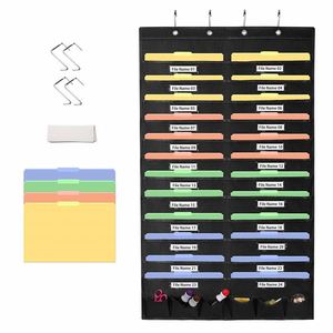 Heavy Duty 24-Pocket Eco-Friendly Foldable Door Hanging File Organizer with Name Tags 4 Hangers 35L Capacity Black Wall <b>Storage</b> - Product Image 1