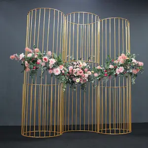 定制高档熟铁支架丝绸拱形花束背景婚礼道具拱形舞台背景装饰