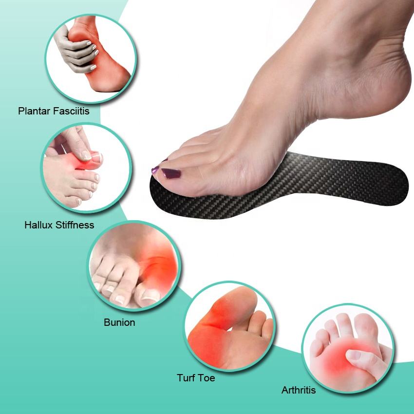 Carbon Fiber Insole Rigid Shoe Insert for Arthritis Turf Toe Hallux Limitus  Hallux Rigidus Foot Fractures Mortons Neuroma Insole