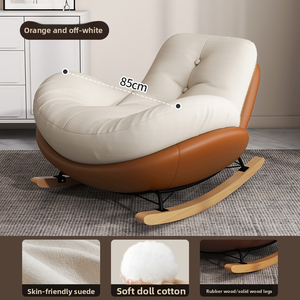 كرسي أريكة فردي دوار بتصميم نورديك حديث وفاخر، كرسي هزاز من القماش والمعدن للمنزل وغرفة المعيشة والشرفة وغرفة النوم والترفيه - Product Image 4