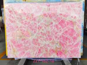 Losa de cristal rosa, mesa de comedor de ónix Rosado, tocador de baño, encimera de cocina, fondo retroiluminado, función de pared <span class=keywords><strong>e</strong></span> recepción - Product Image 4