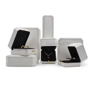 Caja de joyería para embalaje, caja de papel de polipiel para almacenamiento de joyas, pendientes, colgante, collar, pulsera