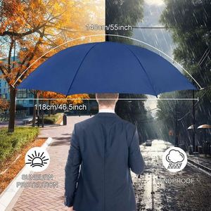 Parapluie droit semi-automatique avec impression de logo personnalisé, en tissu pongé, style professionnel pour les affaires - Product Image 2