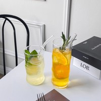 Verre à boire haut en verre borosilicate en forme de bambou avec logo personnalisé pour café, latte, matcha, thé