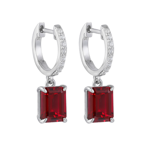 Pendientes de Aro con Circonita, Rubí y Esmeralda en Plata S925, Estilo Moderno, para Mujer, Regalo de Boda o Fiesta - Product Image 1