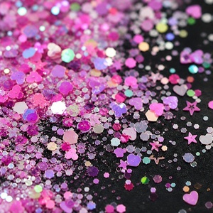 2026 Vente en gros usine en vrac Mélange de paillettes épaisses en polyester 12 couleurs Formes cœur et étoile Non toxique Pour l'artisanat et les gobelets - Product Image 5
