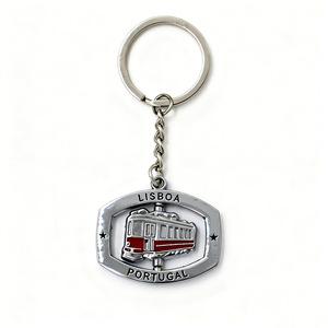 Porte-clés rotatif en alliage de zinc gravé au laser, finition émaillée effet goutte d'huile, style européen, souvenir touristique de <span class=keywords><strong>Lisbonne</strong></span>, en stock - Product Image 2