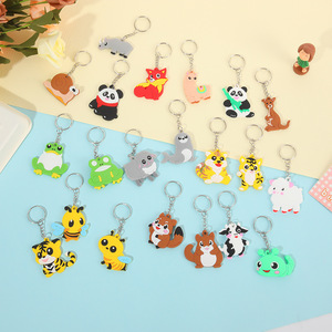 Cartoon Creative PVC Kids Pendant Keychain Cute Soft Rubber Animal Mini Carabiner Personalized Promotional Keychain Gift