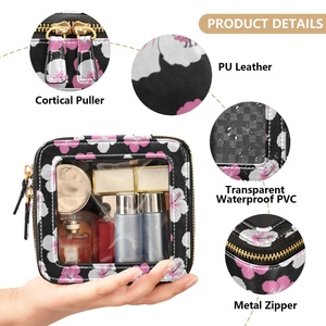Hawaiian Hibiscus Flower Travel Toiletry Bag Zipper Small Make up Travel Organizer Cosmetic Bag Custom Women Clear Makeup Bag - Product Image 5