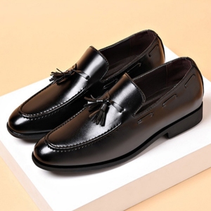 Chaussures en cuir PU pour hommes, formelles et décontractées, à semelle souple, noires, confortables, polyvalentes, rehaussantes, pour mariage et cérémonie - Product Image 6