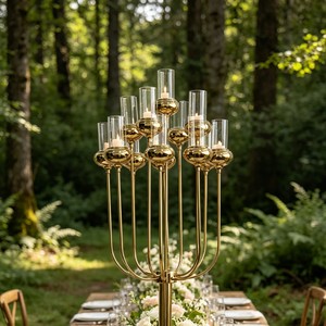 Elegant Modern Gold Metal Candelabra Glass <b>Candle</b> Stick Table Centerpiece for <b>Wedding</b> Iron <b>Wedding</b> Decoration - Product Image 6