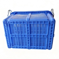 Caisse en plastique avec poignées métalliques, ventilée, empilable, réutilisable, boîte de rangement pour fruits et légumes