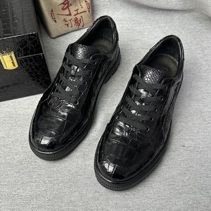 Sneakers décontractées 100% cuir de crocodile véritable pour homme, semelle antidérapante à coussin d'air, lacets, bout rond, sneakers tendance toutes saisons - Product Image 6