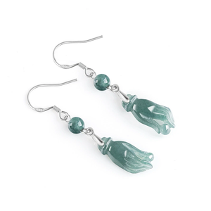 Pendientes de Jade Natural Genuino Azul Agua Guanyin con Madreperla - Pendientes de Jade Grado Hielo Plata S925 para Mujer - Product Image 3