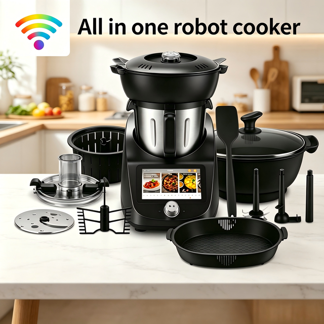 1800W Stainless Steel Smart Cooker 3.5L Countertop Robot App-Controlled Thermo Function for Smoothies/Shakes Steam Chop Stir