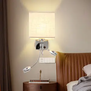 İskandinav lüks kapalı Vintage otel aydınlatma lambası Modern Led aplik aplikleri duvar lambası yatak odası kare