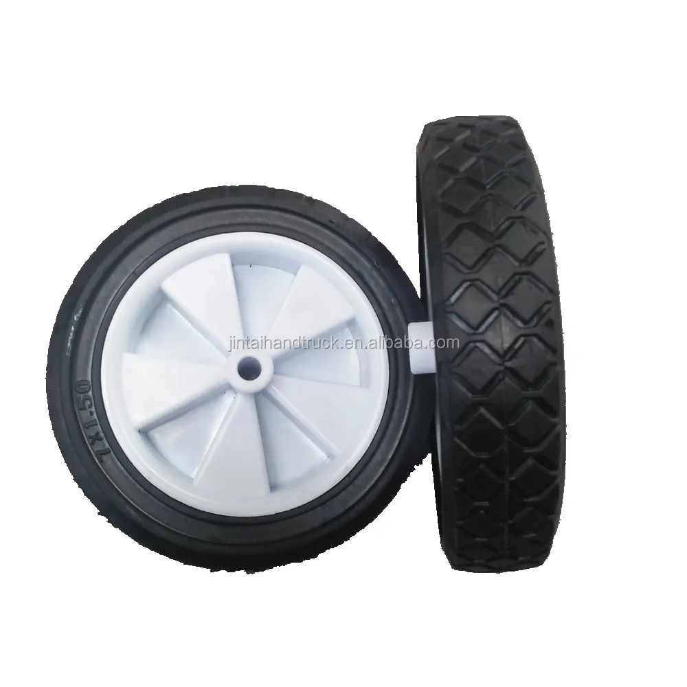 Semi pneumatic rubber plastic wheels 7" tool cart wheel for storage box, trolley cart