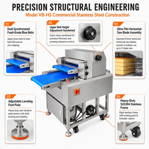 Affettatrice Commerciale per Torte, Taglio Sottile 5mm, 25 Pezzi al Minuto, 1150x790x1250mm, Taglio Multistrato per Produzione di <span class=keywords><strong>Pasticceria</strong></span> - Product Image 5