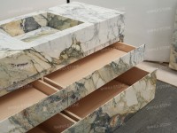 Meuble-lavabo de salle de bain de luxe SH STONE en marbre Calacatta Breccia Turquoise avec plan de travail en pierre