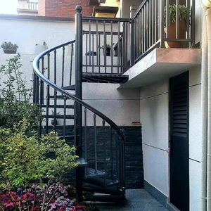 Kit d'<span class=keywords><strong>escalier</strong></span> en spirale circulaire préfabriqué, gain de place, <span class=keywords><strong>design</strong></span> décoratif, extérieur, couleur blanche, en acier - Product Image 4