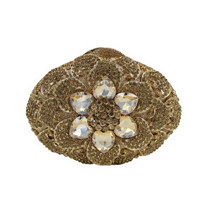 Women 3D Floral Gemstone Evening Bag Chic Rhinestone Wedding Clutch <b>Purse</b> Cocktail Prom Handbag with Removable Chain - Product Image 3