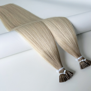 Bastoncino Pre-incollato biondo platino radice marrone cenere I punte cuticola extension per capelli umani Super doppio estratto consegna rapida - Product Image 1