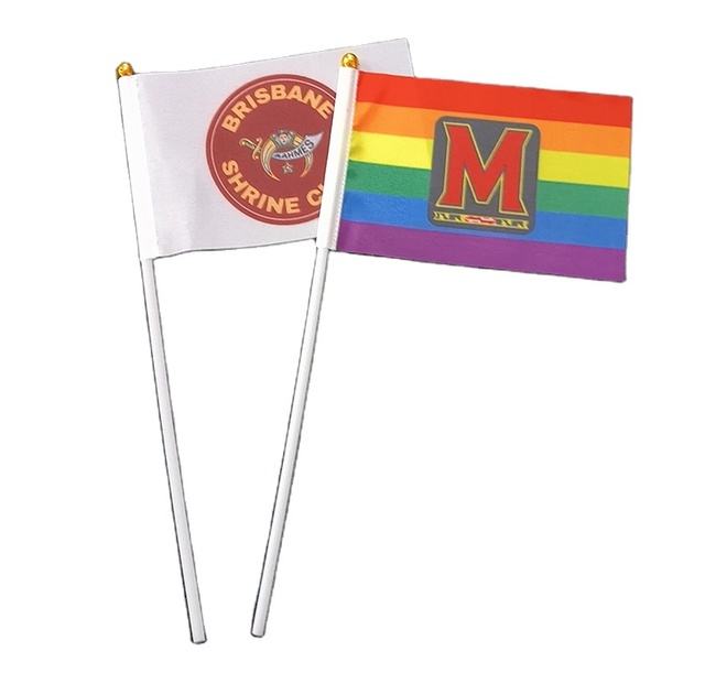Custom Hand Flags Advertising Slogan Small Flag 4X6in 10X15cm Digital Sublimation Printing 100% Ployester Factory OEM