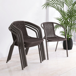 Outdoor Rattan <b>Chair</b> <b>Stackable</b> Plastic <b>Garden</b> <b>Chair</b> Waterproof Sun Proof Patio Dining <b>Chair</b> Set Adult Use - Product Image 3