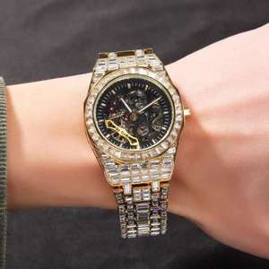 Reloj de Cuarzo de Lujo con Incrustaciones de Diamantes para Hombre, Estilo Hip Hop, Reloj de Pulsera de Acero Inoxidable, Venta al Por Mayor - Product Image 4