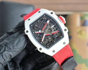 Trendy Waterproof Fashion <b>Watch</b> <b>Skeleton</b> Design White Ceramic Case Canvas Strap Sports Men's <b>Automatic</b> WatchWatch - Product Image 3