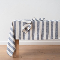 Nappe en lin à rayures blanches et bleues sur mesure, fabricant de nappes, usine de nappes pour mariage, vente directe