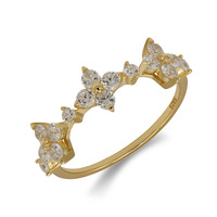 Bague fine romantique en argent sterling 925 plaqué or 14 carats avec zircon scintillant et trèfle à quatre feuilles pour femme, idéale pour mariage et fiançailles
