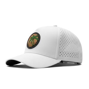 หมวกแก๊ปตาข่ายแบบกำหนดเอง OEM พร้อมโลโก้ 5 แผง ปีกโค้งเล็กน้อย แบบ Snapback ป้ายยางกันน้ำ หมวกกอล์ฟ - Product Image 3