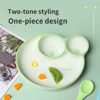 Vaisselle et assiettes en silicone avec logo personnalisé pour tout-petits Assiette antidérapante avec couvercle en forme d'animal Produit de salle à manger pour enfants