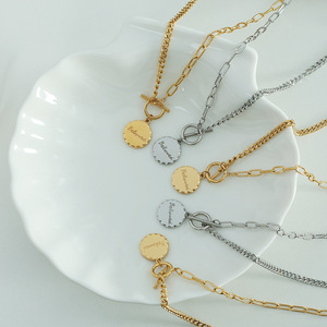 Collar Minimalista con Hebilla OT, Colgante Circular de Aleación de Zinc Dorado para Mujer, Regalo, Joyería, Accesorio de Moda - Product Image 4