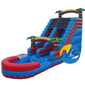 Toboggan aquatique gonflable <span class=keywords><strong>bleu</strong></span> et rouge pour parc aquatique extérieur, château gonflable avec piscine pour fête d'enfants - Product Image 3