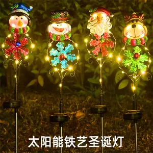 Articoli natalizi luci solari da giardino decorazione del paesaggio del giardino luci del posto del pupazzo di neve