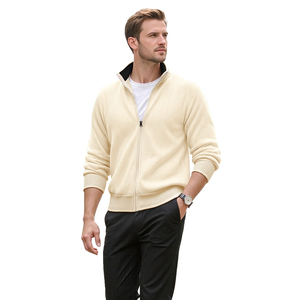 Cardigan da <span class=keywords><strong>Uomo</strong></span> in Maglia 100% Cotone con Zip Intera e Collo Alto, Personalizzabile con Logo OEM, Giacca a Maniche Lunghe - Product Image 2