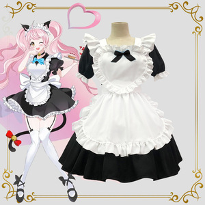 Robe de demoiselle d'honneur de style japonais Yi Xiaoyi, noir et blanc, manches courtes, tissu tissé, uniforme de café pour femmes, style Lolita Alice - Product Image 1
