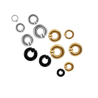 Cincin Bola Captive Bead Grosir Ukuran Besar Bahan Stainless Steel BCR Berhiaskan Zirkon untuk Hidung, Lapis Perak/Hitam/Emas, Perhiasan Unisex