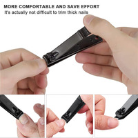 Ensemble de coupe-ongles noir professionnel en acier inoxydable, coupe-ongles, outil de manucure et de pédicure pour les ongles épais