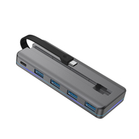 RGB Type C Hub 5 Ports USB C Hub avec 4 USB 3.0 PD100W Alimenté USB C Splitter pour Ordinateur Portable Macbook Pro iPad Pro Chrome Book