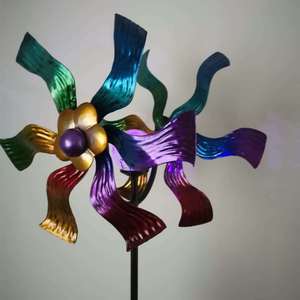 Solar Garden Windmill <b>Light</b> LED Outdoor Decorative <b>Flower</b> Stake Water Resistant Free Standing 2 Year Warranty - Product Image 3