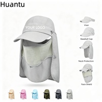 Gorra de Visera de Pescador con Protección Solar de Verano y Logotipo Personalizado, Máscara Desmontable Multifuncional, Secado Rápido, Refrigerante, para Senderismo y Actividades al Aire Libre
