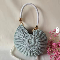 Sac à main en polyester tressé à la main avec chaîne de perles, couleur bonbon, coquillage tendance, accessoire élégant et polyvalent