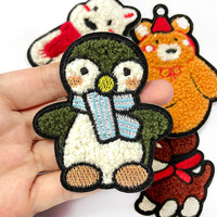 Patchs brodés en chenille motif pingouin et chien, autocollants, appliques DIY, ornements, vente en gros, petites commandes acceptées, personnalisation OEM