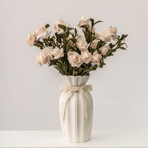 Juego de jarrones de cerámica modernos con lazo de encaje para decoración del hogar, mesa de sala de estar, arreglo floral, flores secas o frescas - Product Image 5