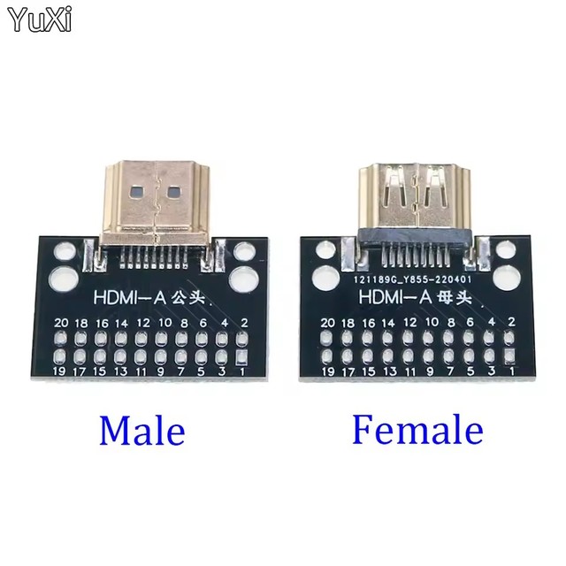 Compatible-HDMI Male and Female Test Board 19PIN 19P MALE PLUG Connector with PCB Test Board Solder Type A
