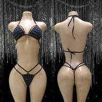 Ensemble de bikini à strass pour la scène et la danse sur barre, vêtements de danse exotique, tenues de strip-teaseuse, vêtements de performance